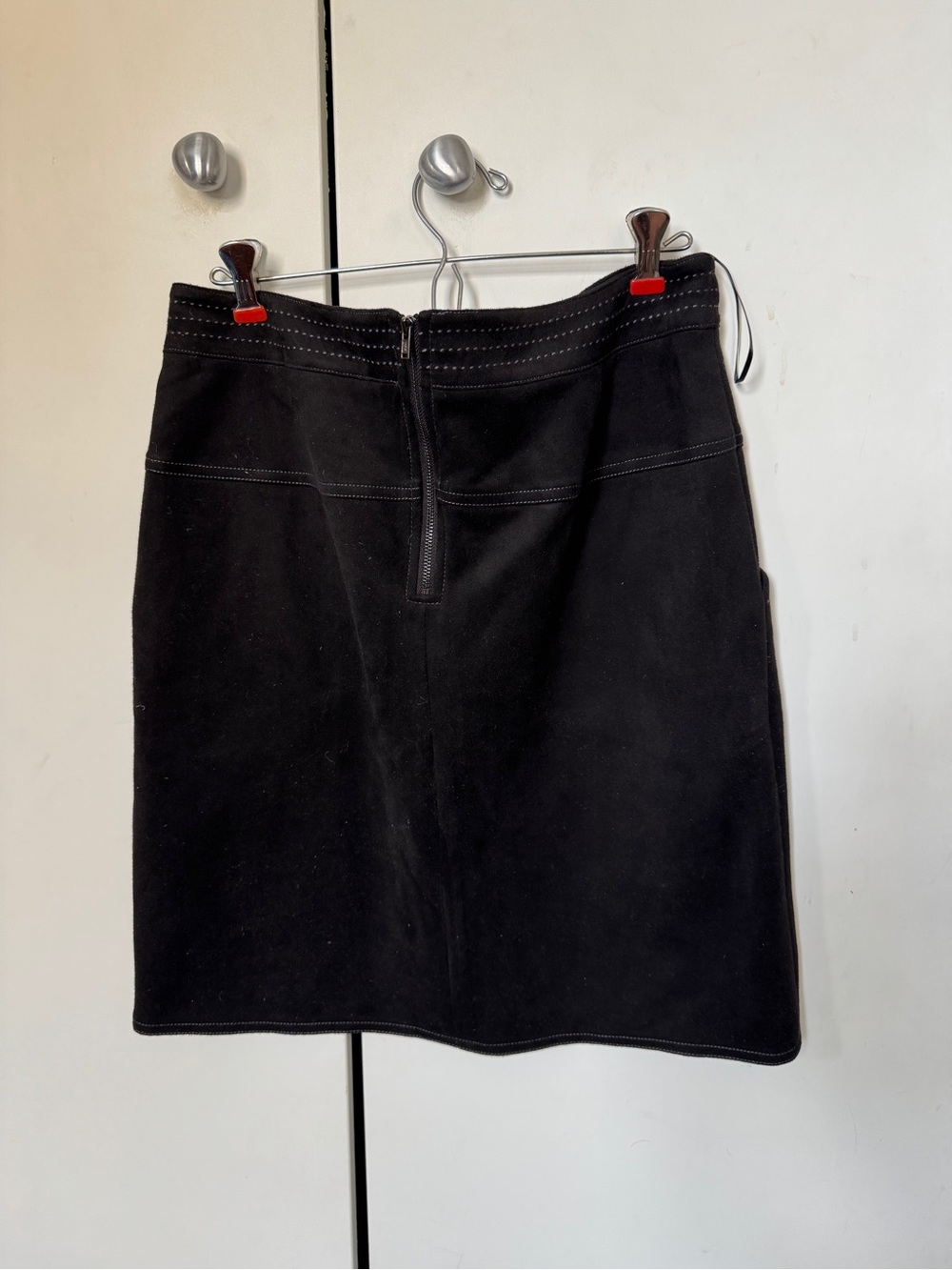 J. McLaughlin Black Suede Stretch Skirt with Contrast Stitching - Picture 2 of 10